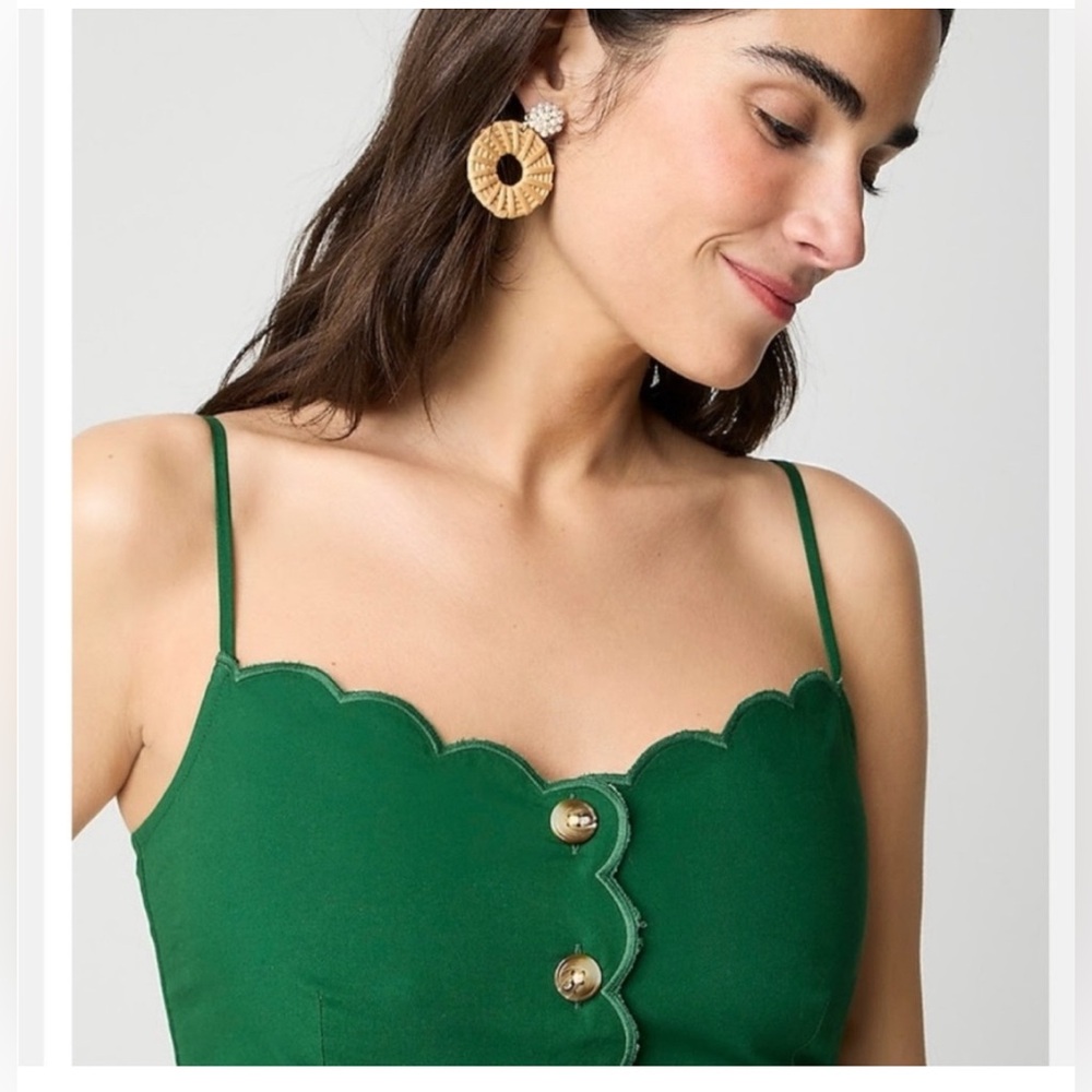 New J.Crew Scallop-trim button-front midi dress Size 6 - Picture 3 of 12